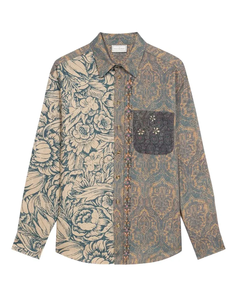 Pierre-Louis Mascia Hemd mit Damast-Print - Grau Grau