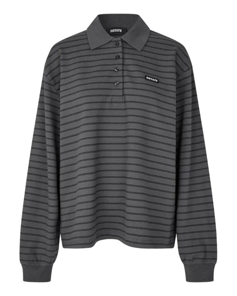 ROTATE Birger Christensen Langärmeliges Piqué-Poloshirt - Grau Grau
