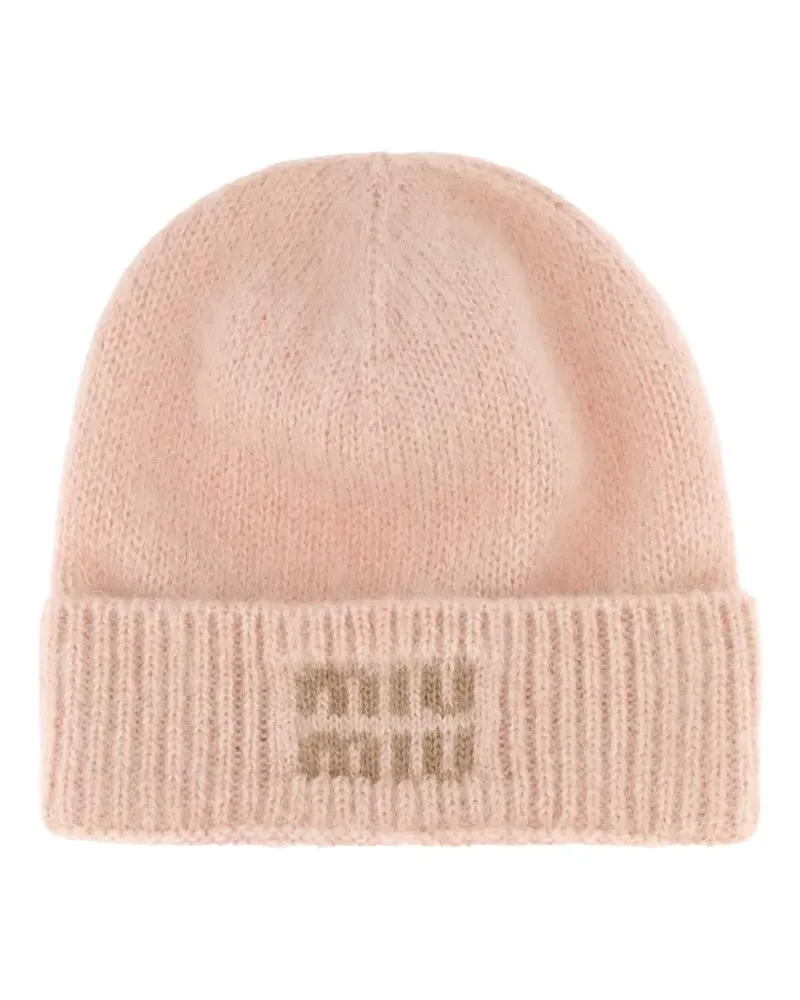 Miu Miu Beanie aus Mohairgemisch mit Logo-Stickerei - Rosa Rosa