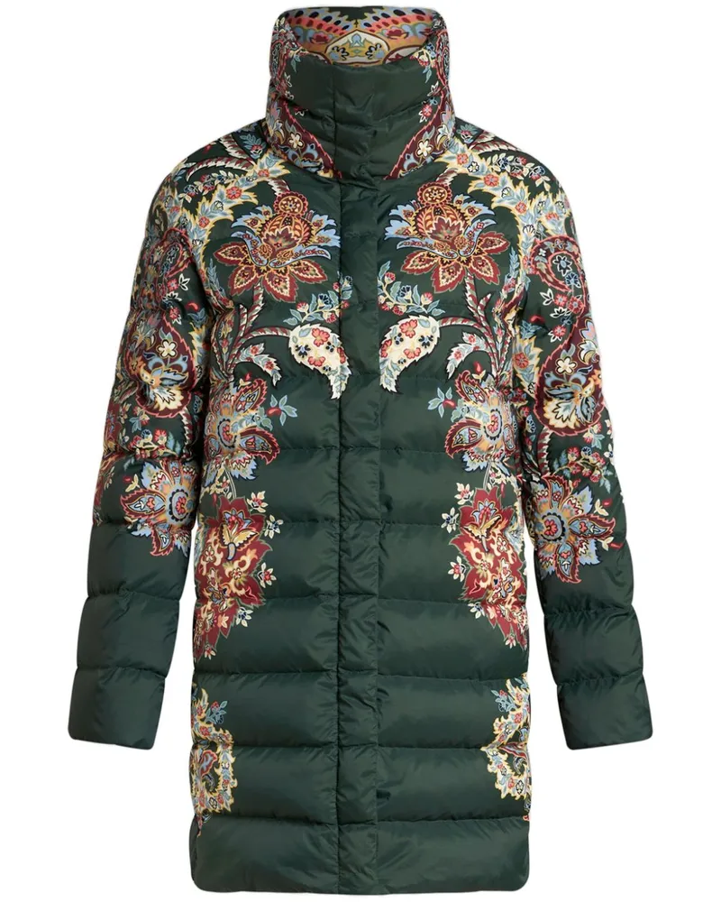 Etro Steppmantel mit Paisley-Print - Grün Grün
