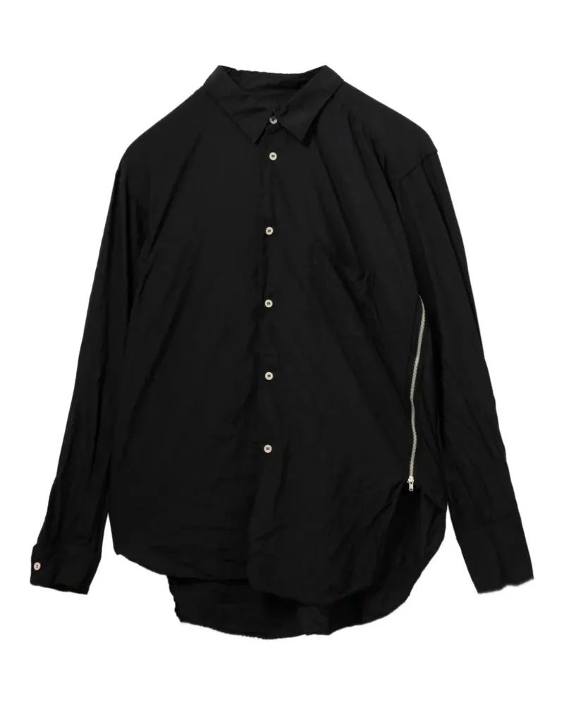 Comme des Garçons Reißverschluss-Hemd mit Knitteroptik - Schwarz Schwarz