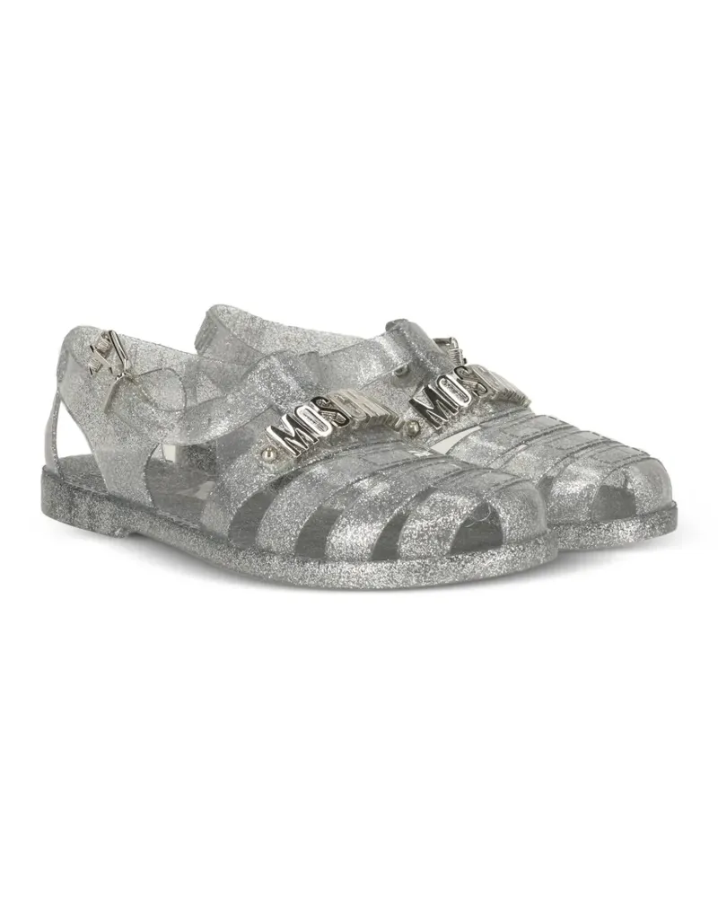 Moschino logo-plaque sandals - Silber Silber