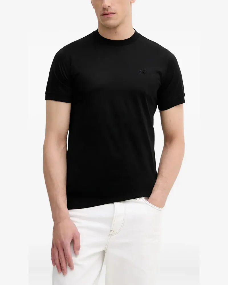 Karl Lagerfeld T-Shirt mit Logo-Stickerei - Schwarz Schwarz