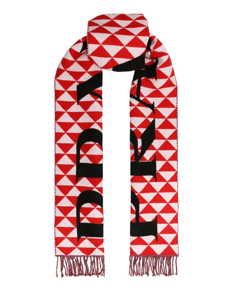 Prada geometric-pattern fringed scarf - Rot Rot
