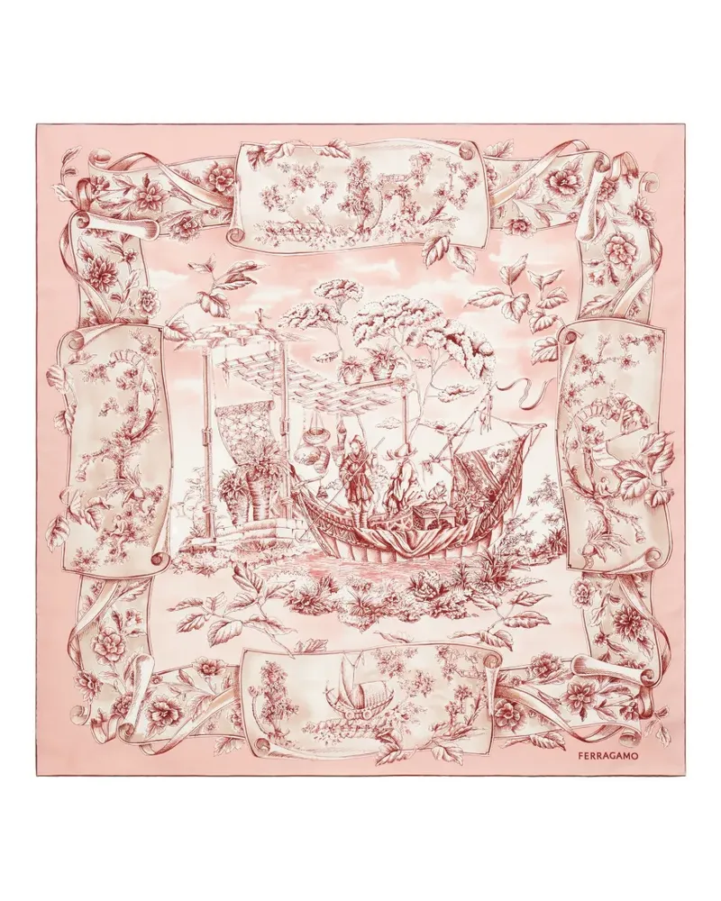 Ferragamo Seidenschal mit Ethno-Print - Rosa Rosa