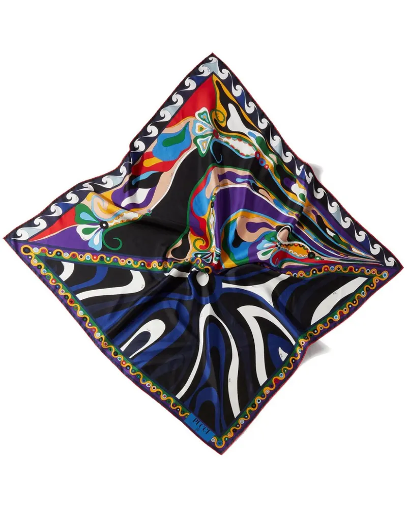 Emilio Pucci Großer Schal mit Marmo und Orchidee-Print - Schwarz Schwarz