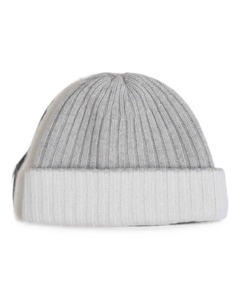 Fedeli two-tone ribbed-knit beanie hat - Grau Grau