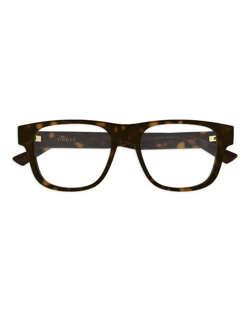 Gucci tortoiseshell-effect rectangle-frame glasses - Braun Braun