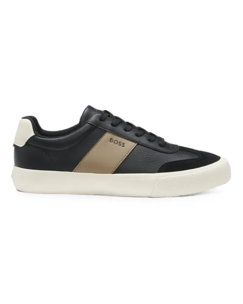 HUGO BOSS leather-trim trainers in faux leather - Schwarz Schwarz