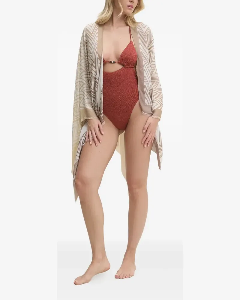 Missoni Fransen-Poncho mit Zickzackmuster - Nude Nude