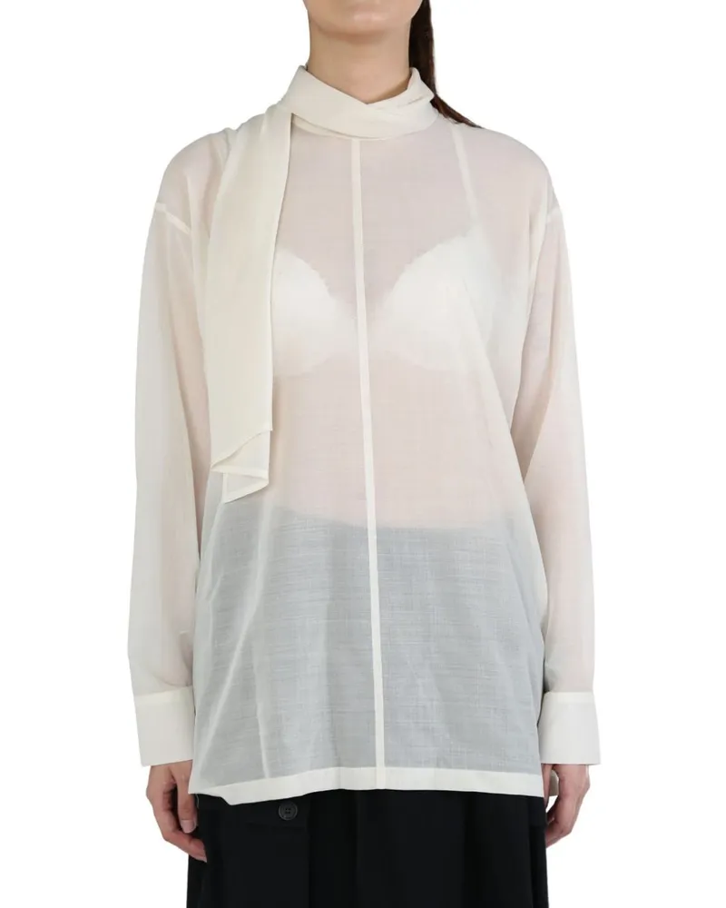 Issey Miyake sheer blouse Weiß