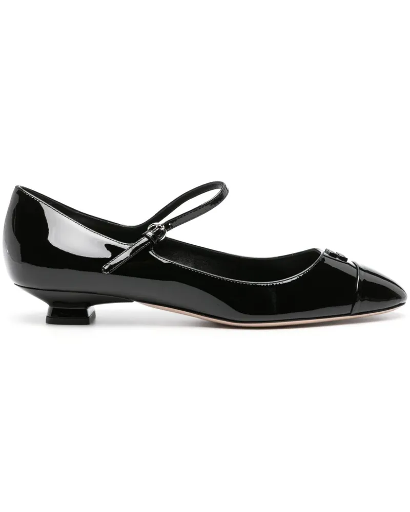 Miu Miu Lack-Ballerinas mit Logo - Schwarz Schwarz