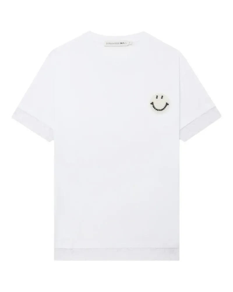 Joshua Sanders Smiley-T-Shirt mit Spitzenbesatz - Weiß Weiß