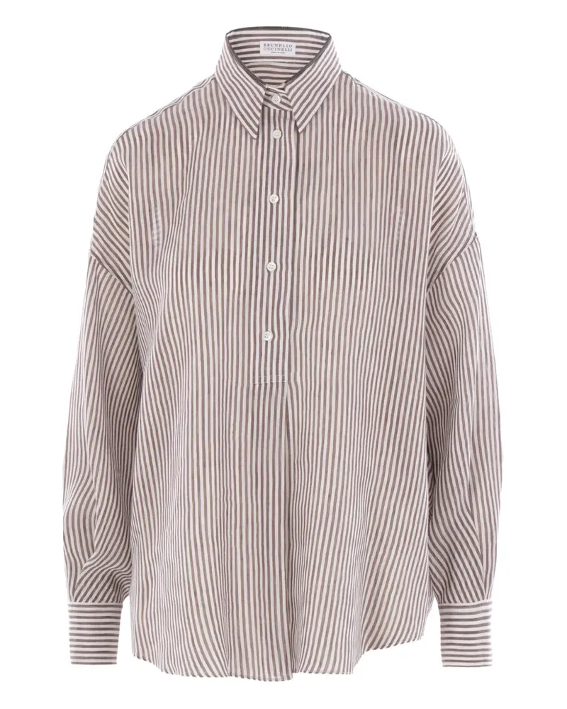 Brunello Cucinelli Gestreiftes Hemd - Weiß Weiß