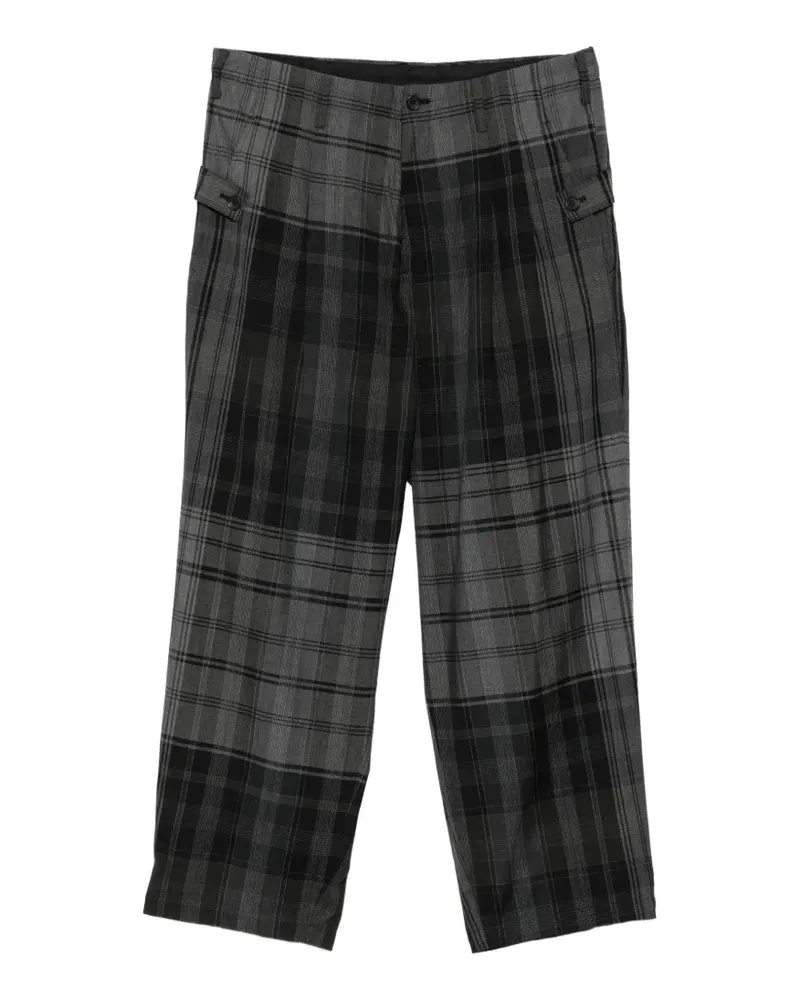 Yohji Yamamoto Karierte Hose mit Laschendetail - Grau Grau