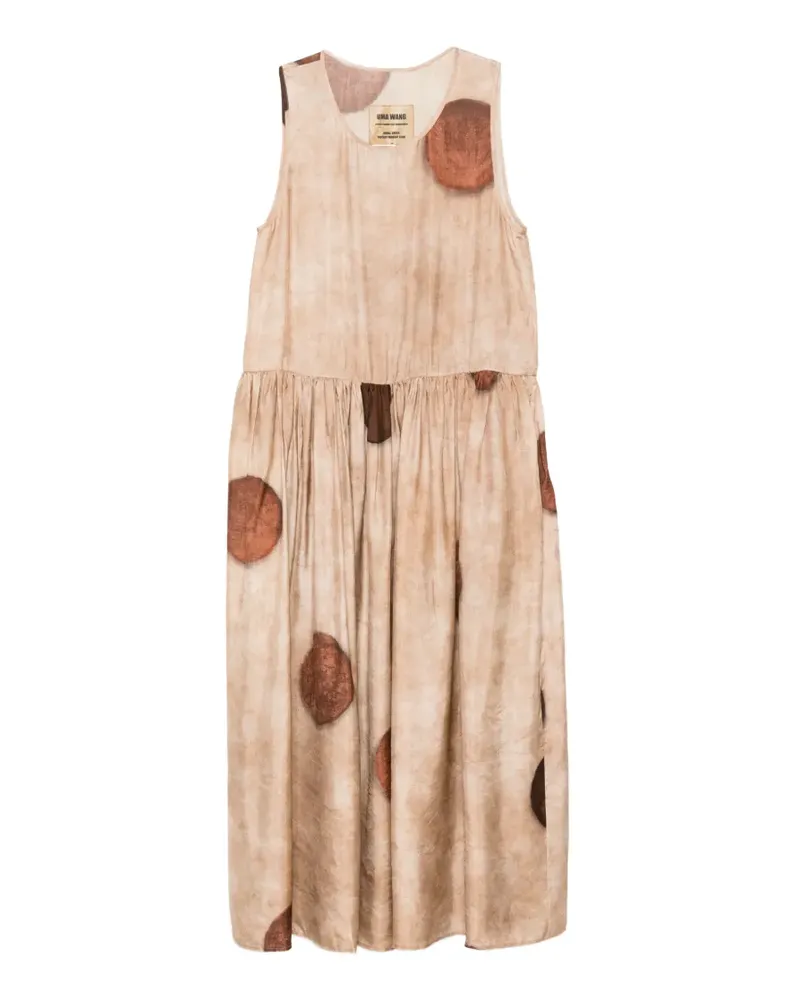 Uma Wang Ardal print gathered midi dress - Nude Nude