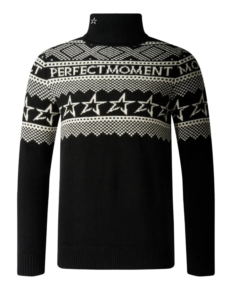 Perfect Moment Gestrickter Rollkragen mit Sternmuster - Schwarz Schwarz
