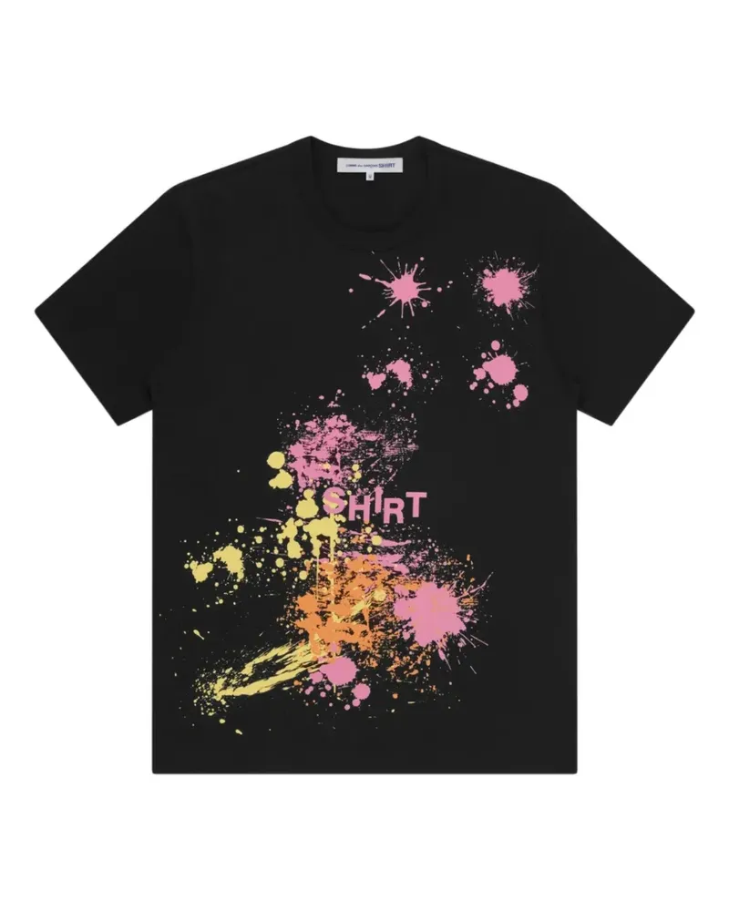 Comme des Garçons paint-splatter logo-print T-shirt - Schwarz Schwarz