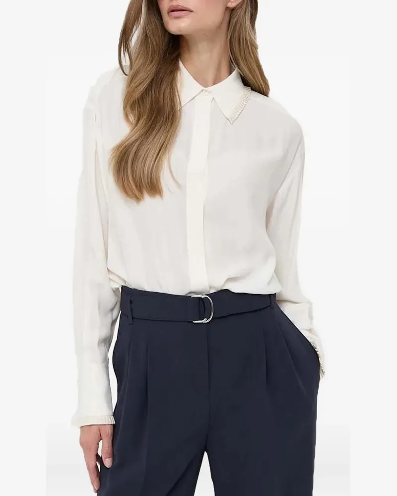 HUGO BOSS pleated-frill shirt - Weiß Weiß