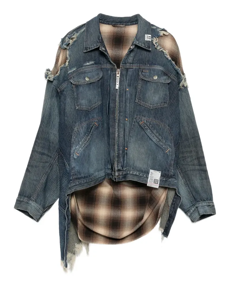 MIHARAYASUHIRO check shirt layered jacket - Blau Blau