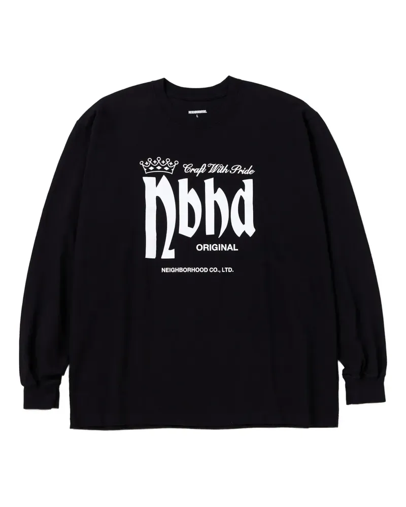 Neighborhood Langarmshirt mit Logo-Print - Schwarz Schwarz