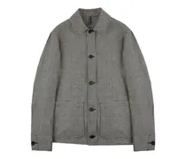 Leinen-Hemdjacke mit Mikro-Karo - Blau