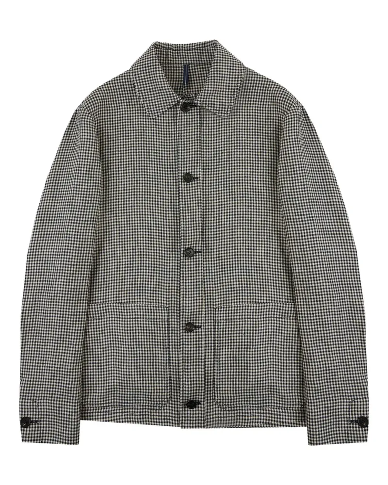Slowear Leinen-Hemdjacke mit Mikro-Karo - Blau Blau