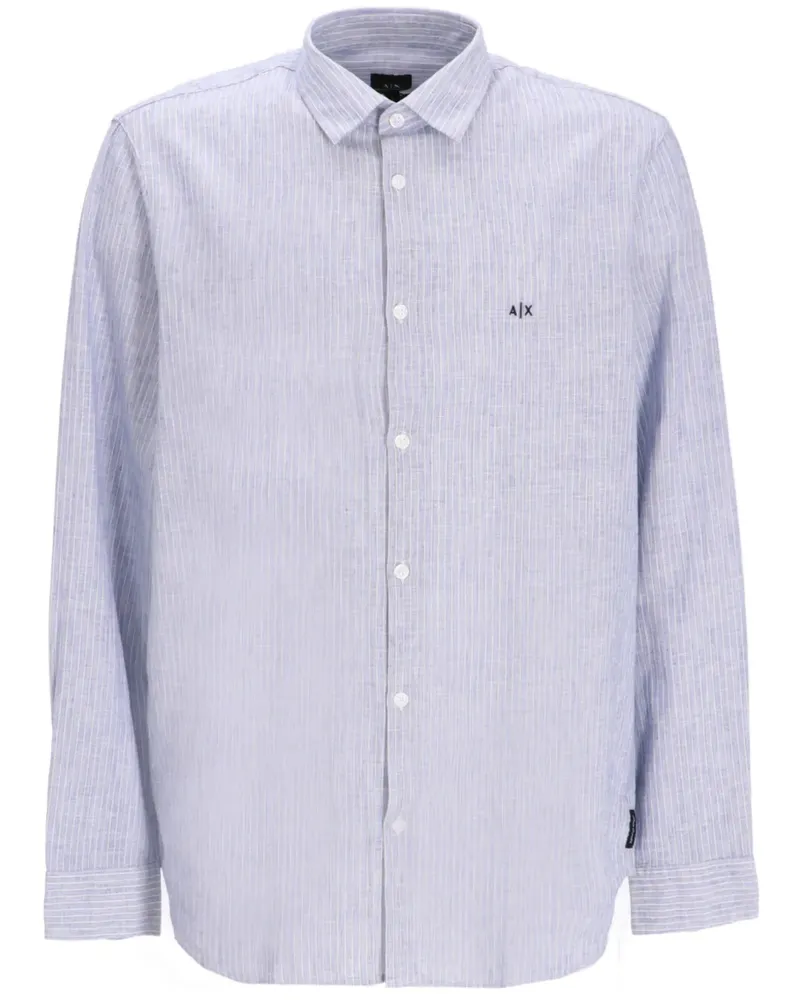 Armani Exchange Hemd mit Logo-Stickerei - Blau Blau