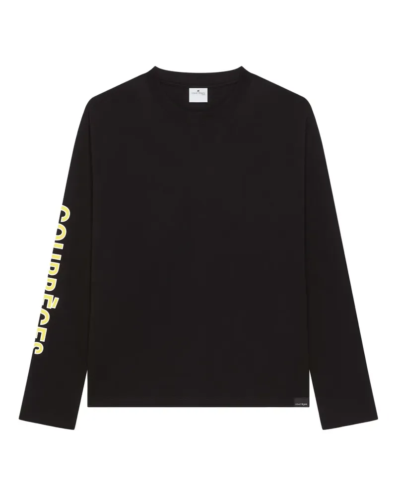 Courrèges Langarmshirt mit Logo-Print - Schwarz Schwarz