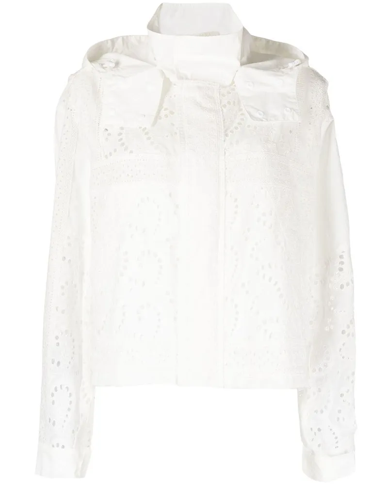 GOEN.J Klassischer Cropped-Hoodie - Weiß Weiß