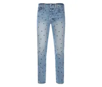 Bestickte Jeans - Blau