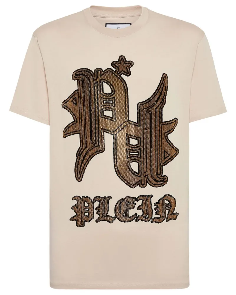 Philipp Plein Tattoo T-Shirt mit Strass - Nude Nude