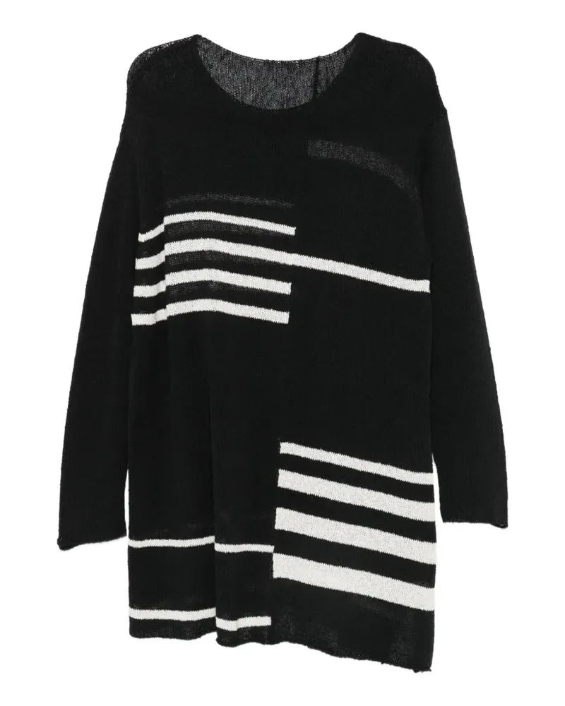 Yohji Yamamoto Intarsien-Pullover im Distressed-Look - Schwarz Schwarz