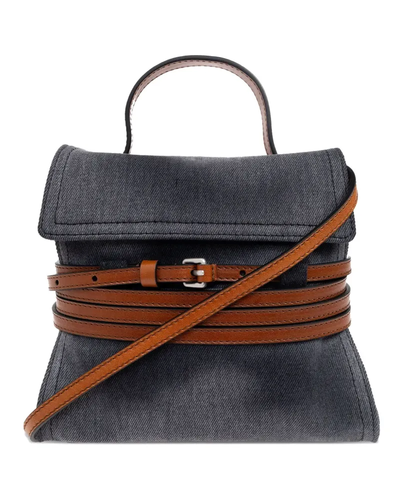 Moschino Tie Me denim belted mini bag - Grau Grau