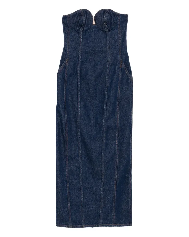 Magda Butrym Schulterfreies Jeans-Midikleid - Blau Blau