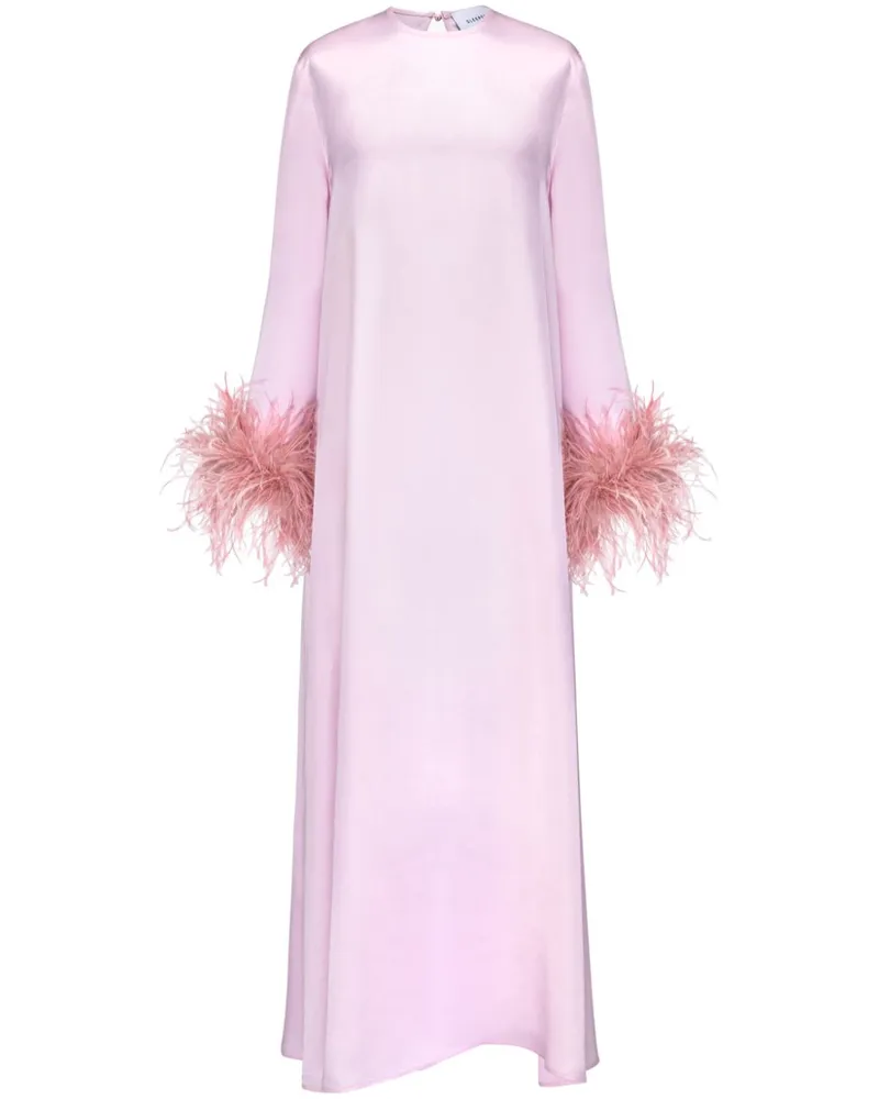 SLEEPER Suzi Maxikleid mit abnehmbaren Federn - Rosa Rosa