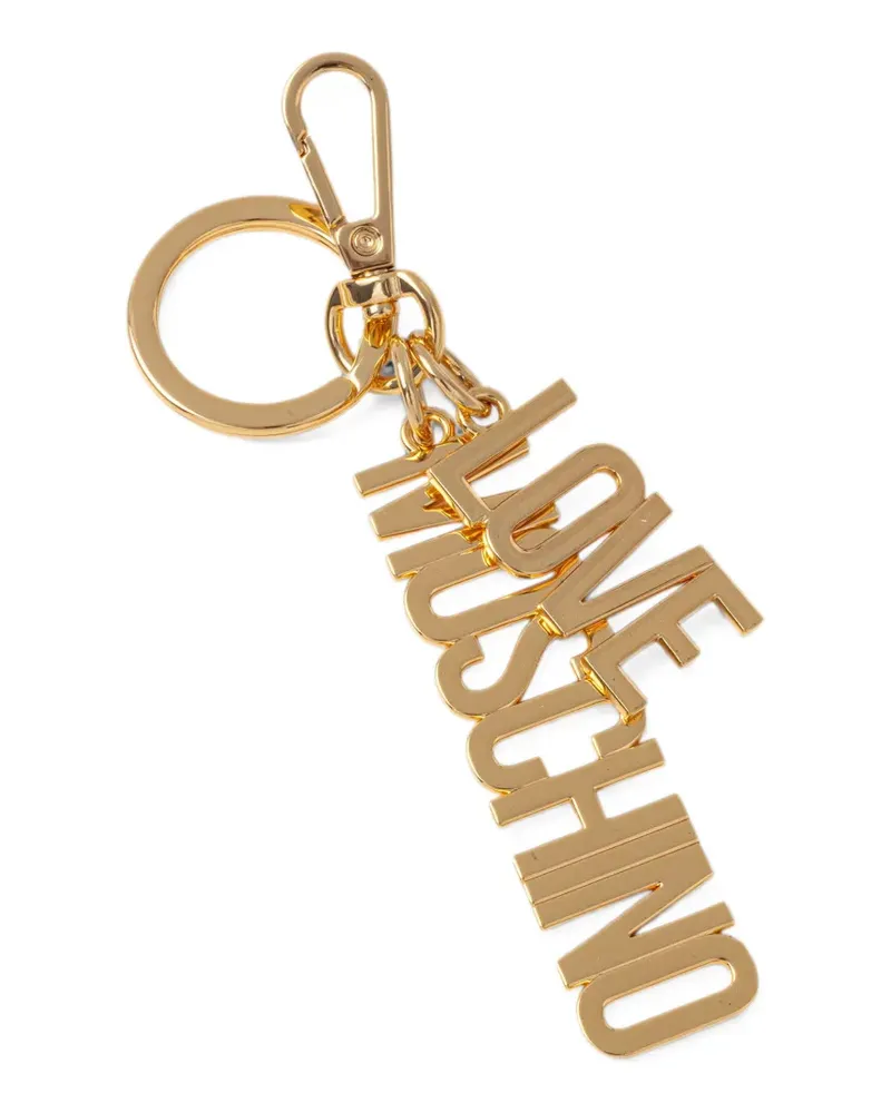 Moschino logo-lettering keyring - Gold Gold
