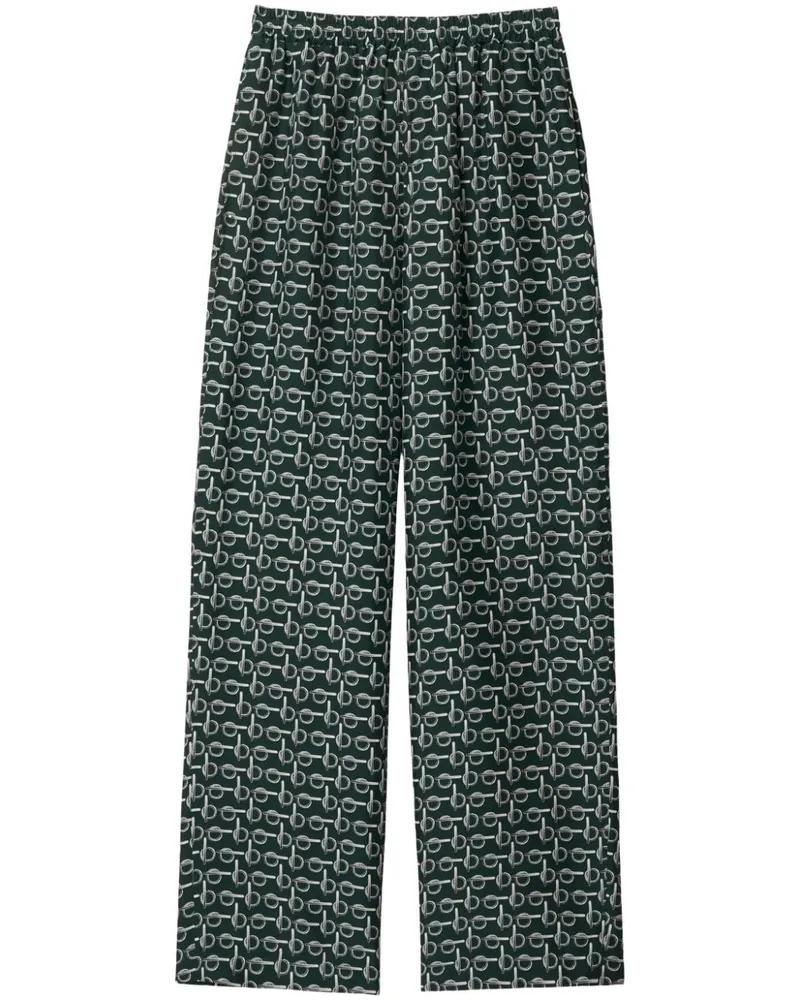 Burberry Seidenhose mit Reißverschluss-Print - Grün Grün