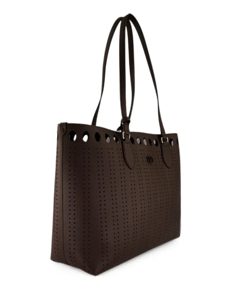 Valentino Garavani medium Dottie perforated shoulder bag - Braun Braun