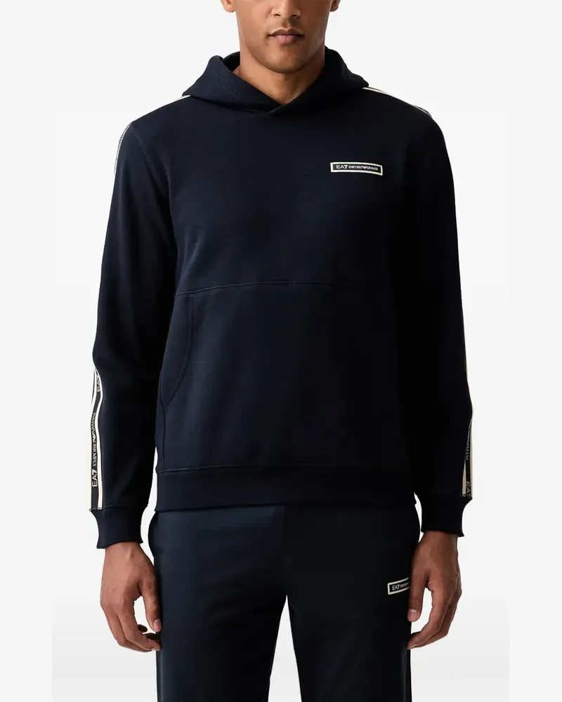 EA7 Hoodie mit Logo-Streifen - Blau Blau