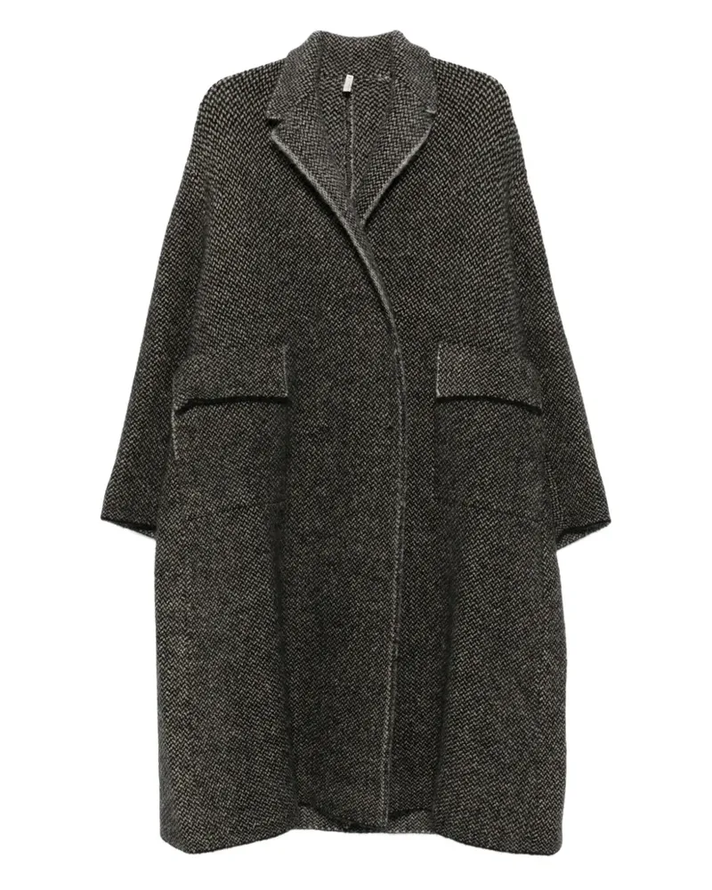 Boboutic Fischgräten-Mantel mit aufgesetzter Tasche - Schwarz Schwarz