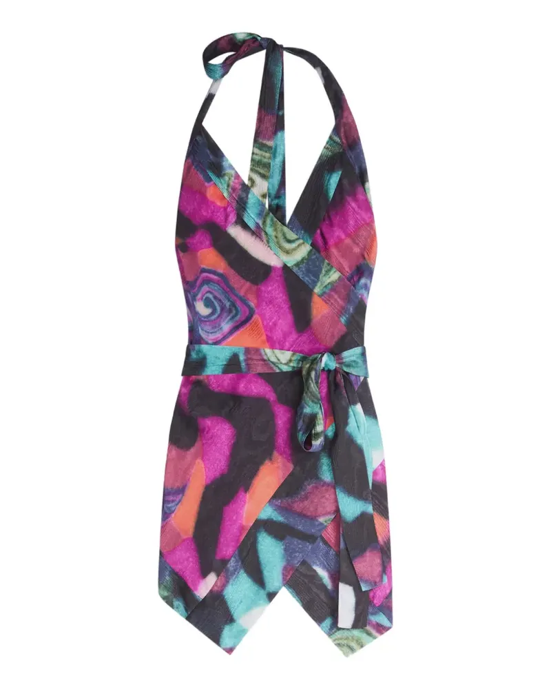 Dries van Noten Moiré-Top mit Neckholder - Schwarz Schwarz
