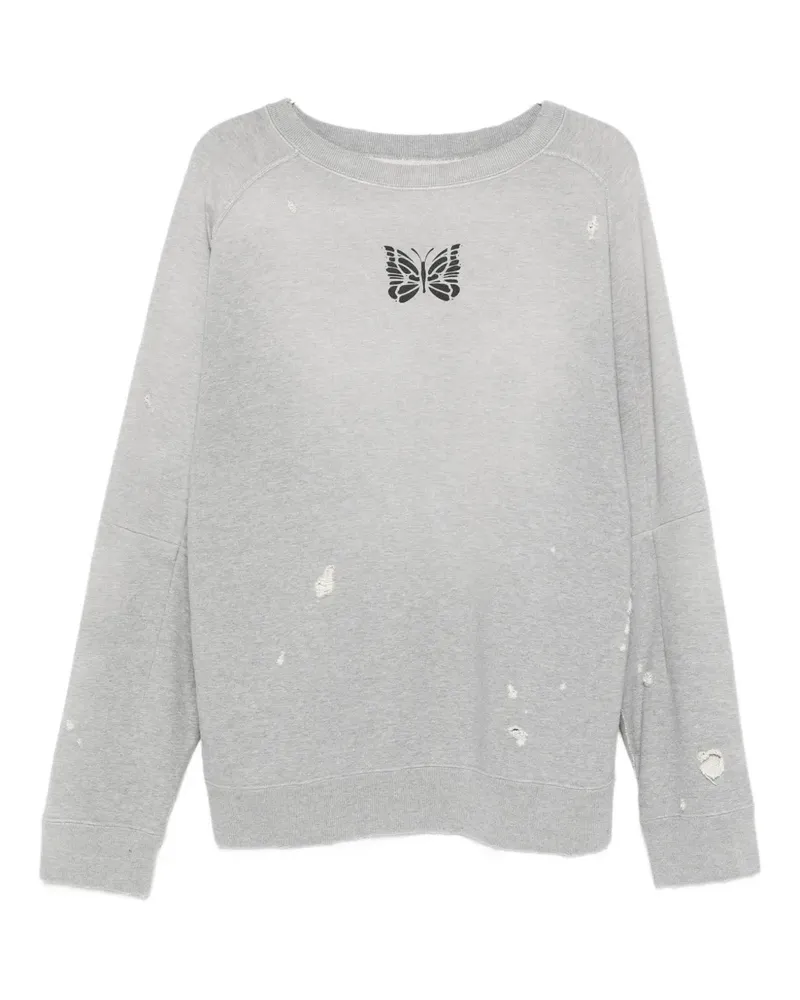 NEEDLES Distressed-Pullover mit Schmetterling-Patch - Grau Grau