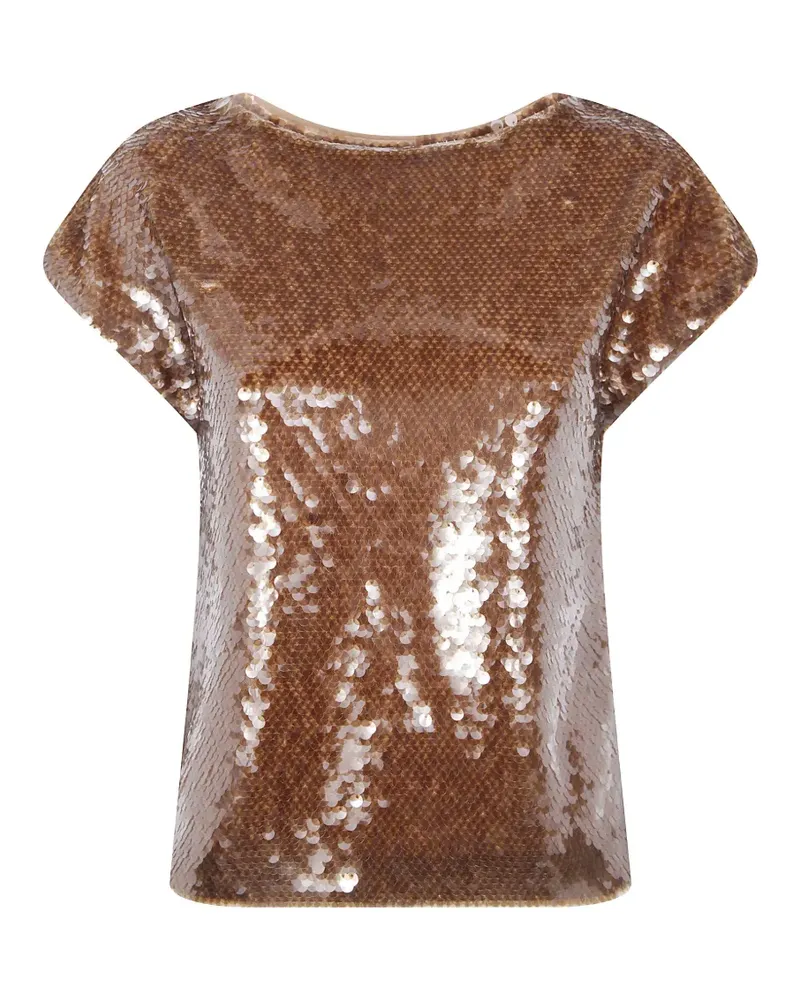 Alberta Ferretti T-Shirt mit Pailletten - Braun Braun