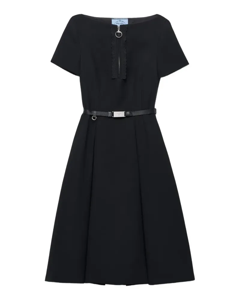 Prada embroidered natté-fabric dress - Schwarz Schwarz