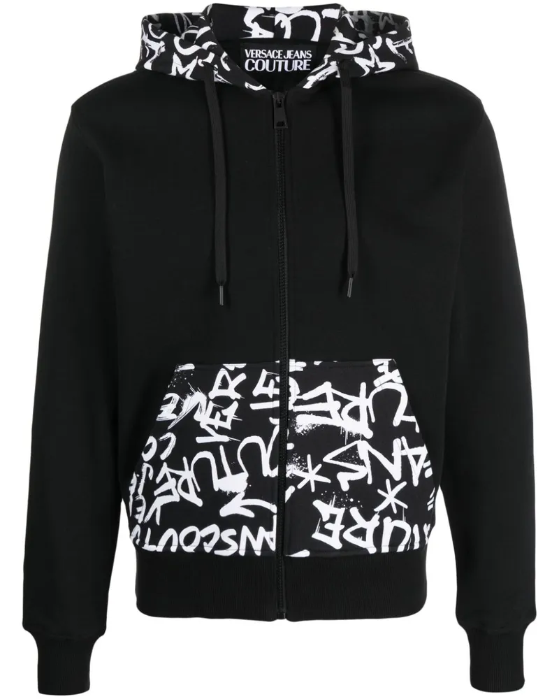 Versace Jeans Kapuzenjacke mit Graffiti-Print Schwarz