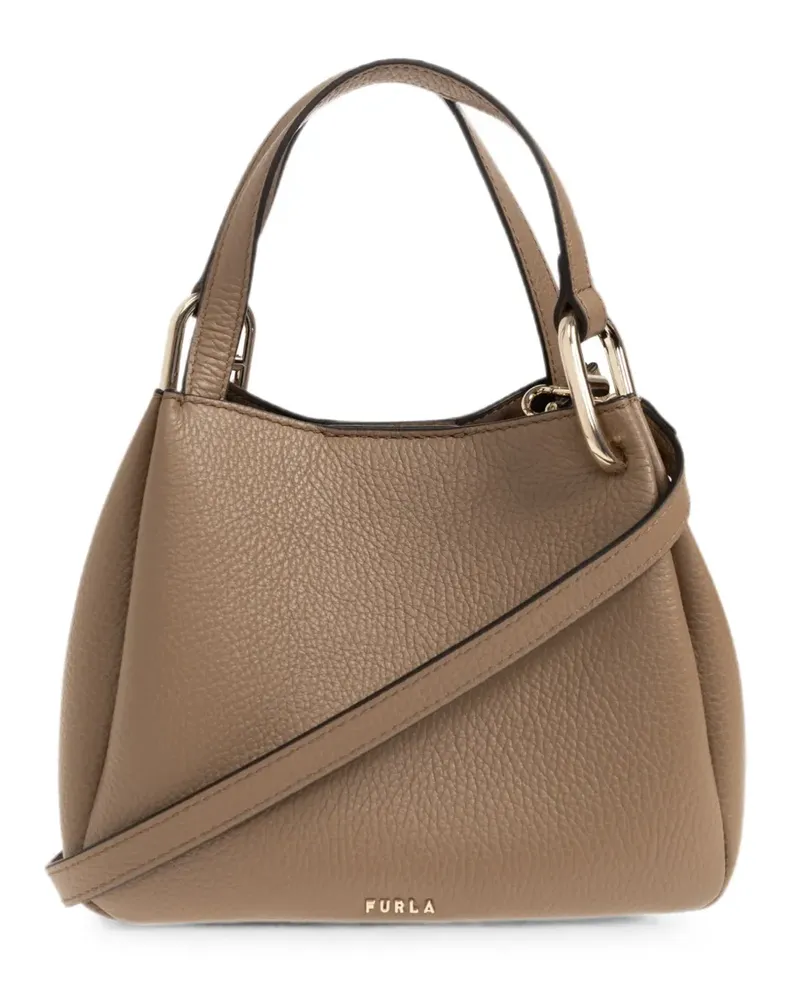 Furla mini Nuvola grained leather tote bag - Nude Nude