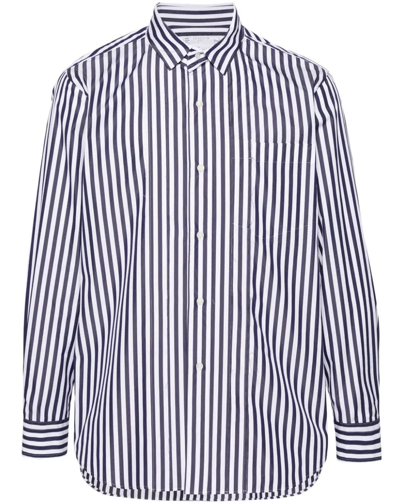 Sacai Gestreiftes Hemd mit Biesen - Blau Blau