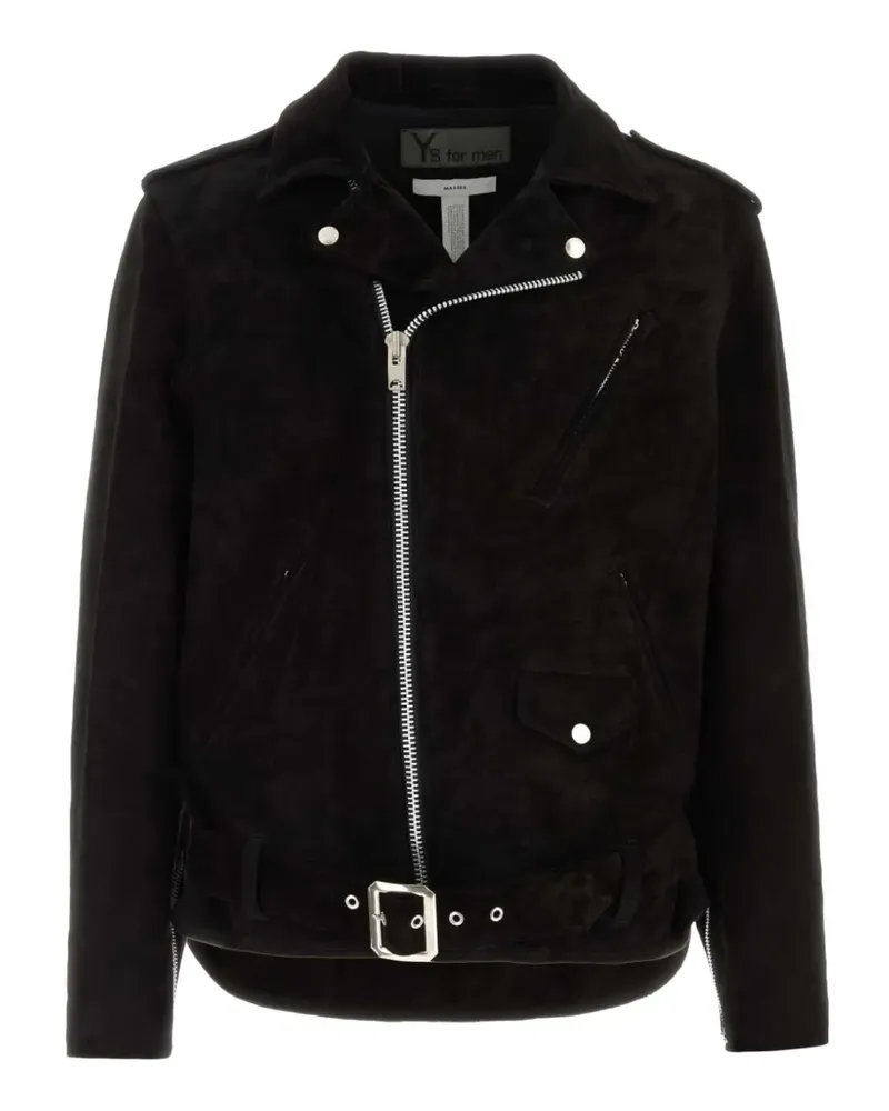 Yohji Yamamoto belted biker jacket - Schwarz Schwarz