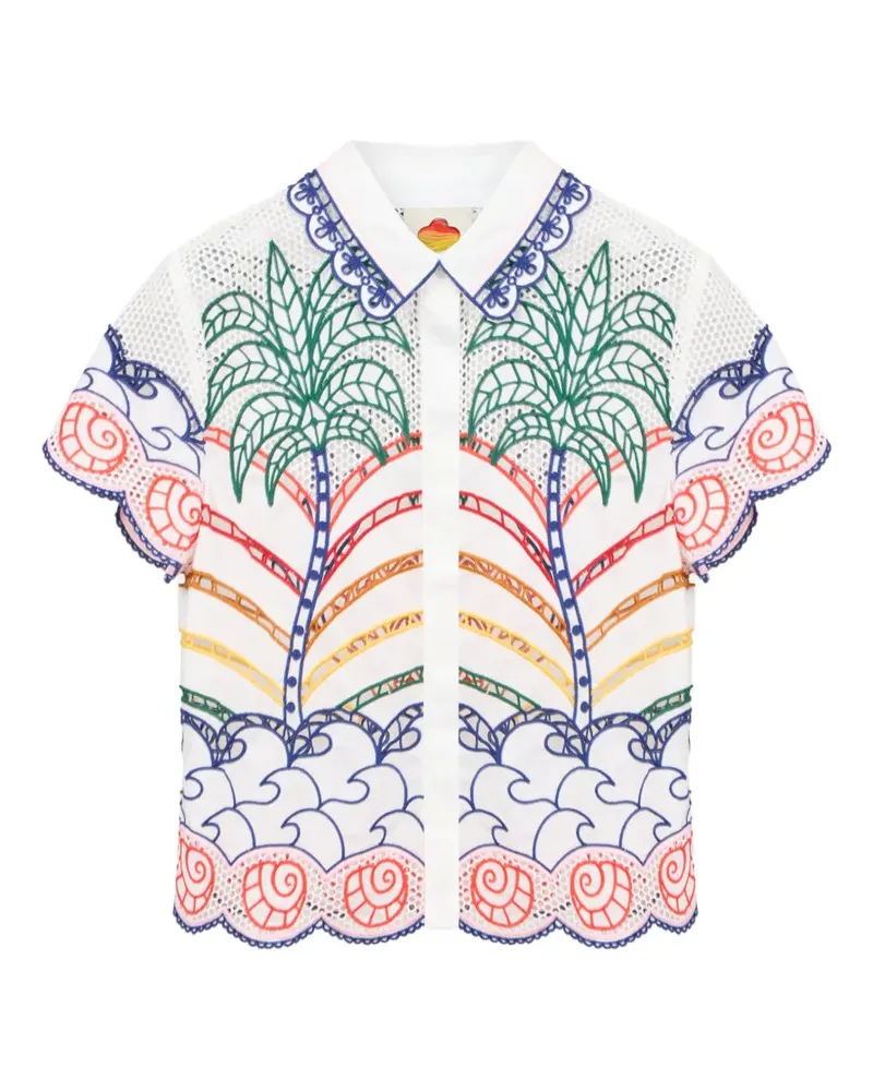 FARM Rio Richlieu Hemd mit tropischem Print - Weiß Weiß